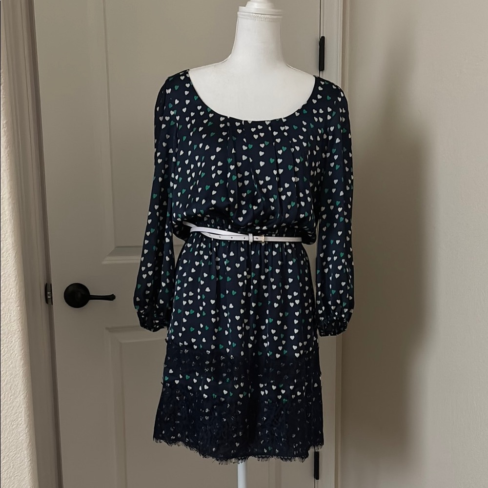 Navy Dress with Heart Pattern by Max Studio, size Small